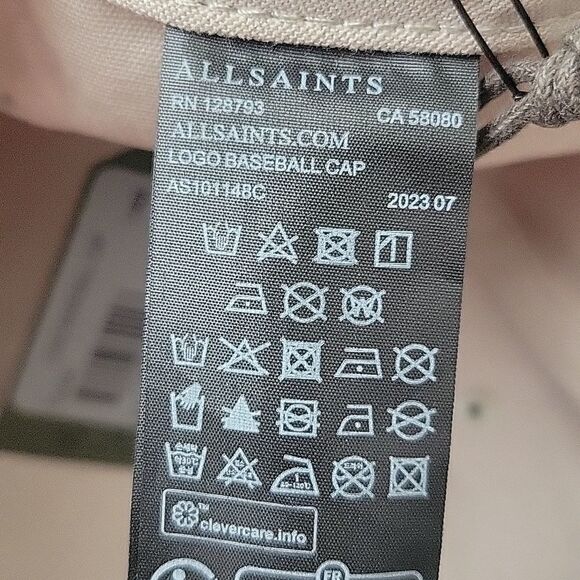 NEW ALLSAINTS neutral taupe embroidered leather strap baseball dad hat cap NWT - Picture 12 of 12